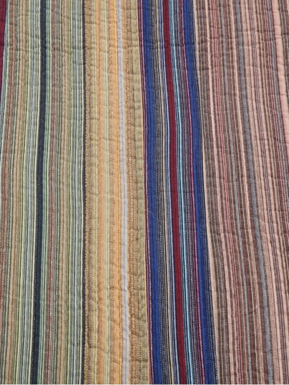 Multicolor Striped Quilt Set Queen 3 piece cotton quilt